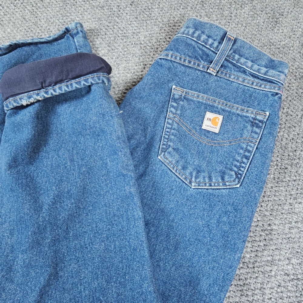 Carhartt FR Flame Resistant Relaxed‎ Fit Jeans Mens 38x34 Lined Blue Denim